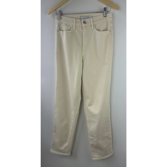 Athleta Sculpek Flex Straight Leg Ankle Jean High Rise Bone Yellow Cream Size 4 - Picture 2 of 15